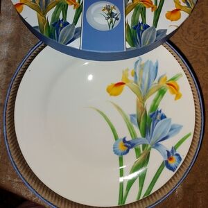 Royal Botanic Gardens Iris Fine China 4 Salad Plates, NWT